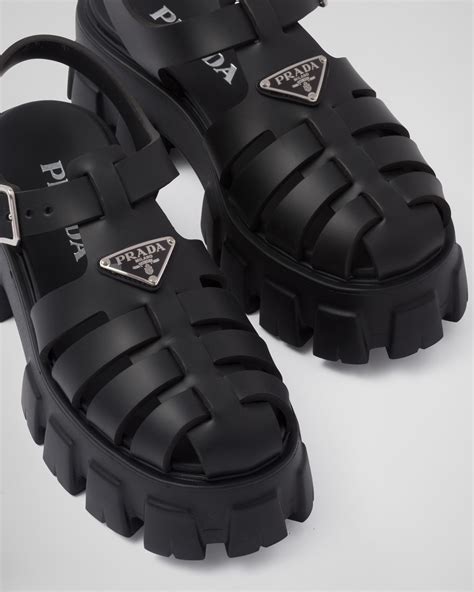 black rubber prada|Black Rubber Sandals .